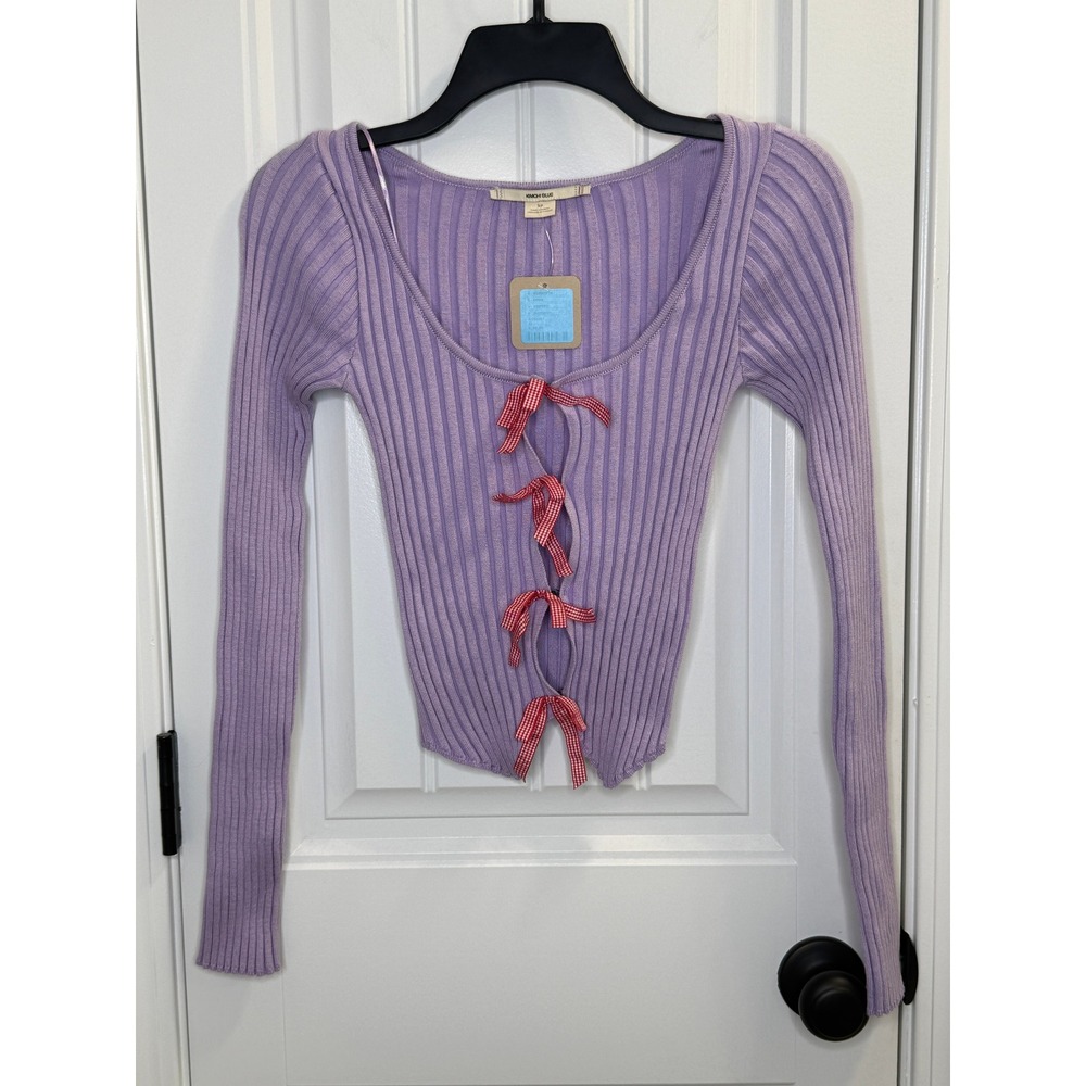 Kimchi Blue Small Purple Sawyer Ribbed Knit Top Coquette Urban Outfitters NWT - Picture 4 of 9